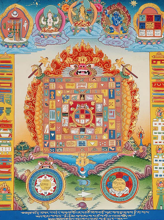 Naktsi kozmogram — élénk színes thangka